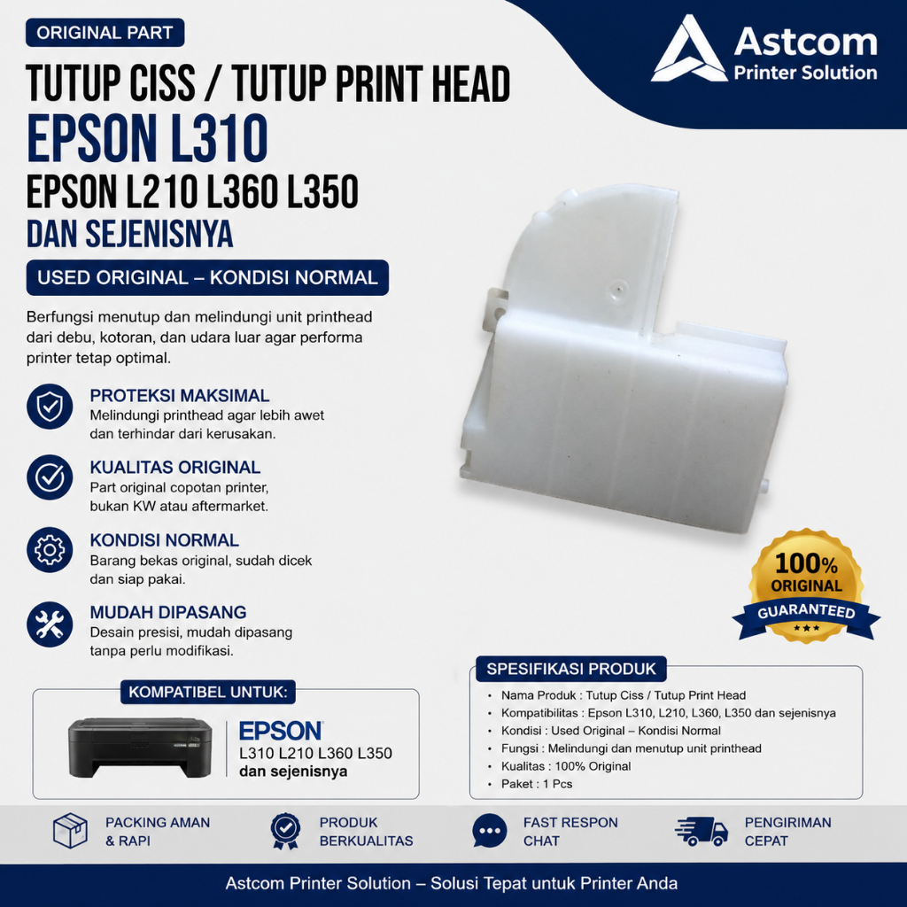 Tutup CISS Epson L310 L210 L360 L350 Tutup Print Head Printer Original Used
