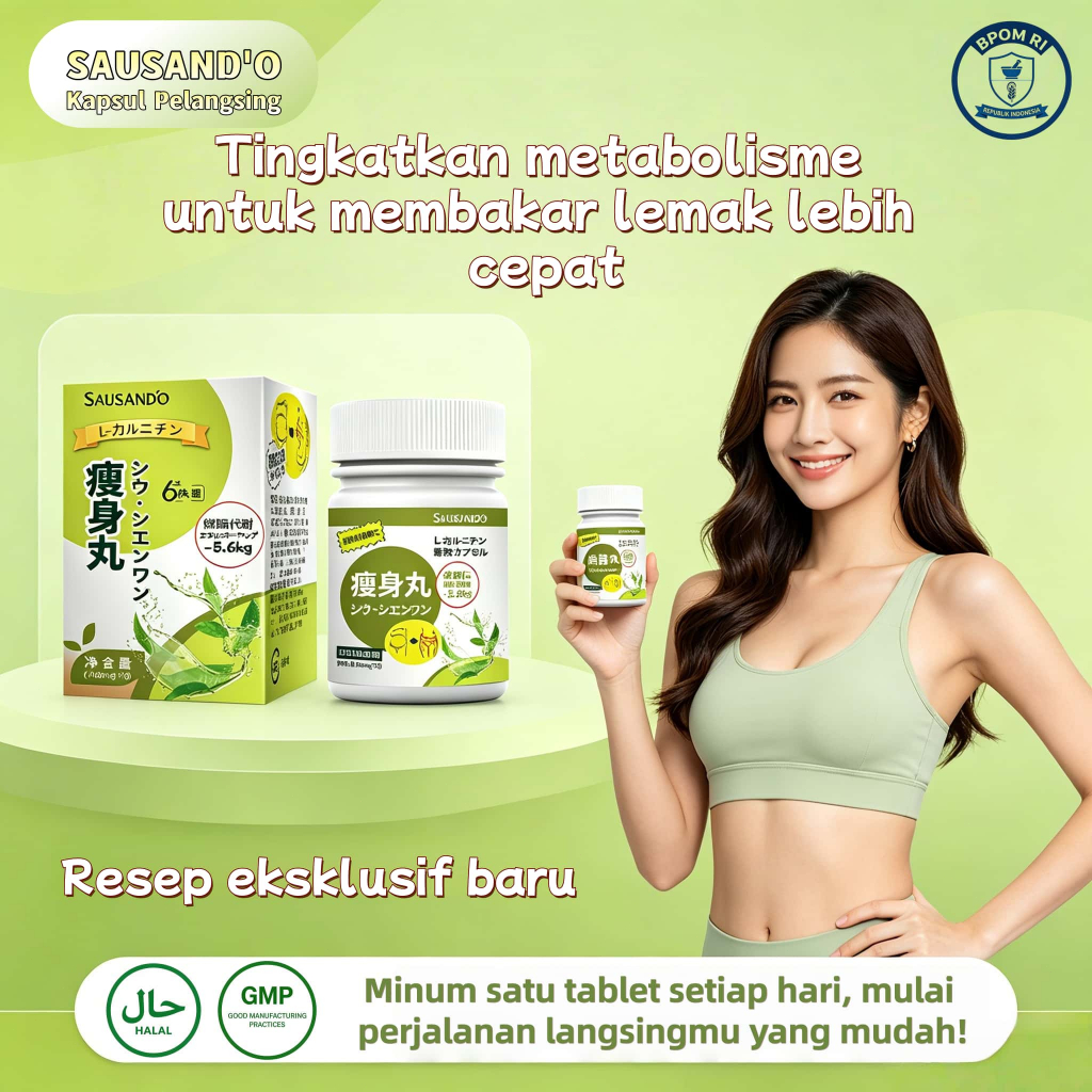BPOM Herbal L-Carnitine SAUSANDO - 10 Kapsul, Turun Berat Badan & Metabolisme