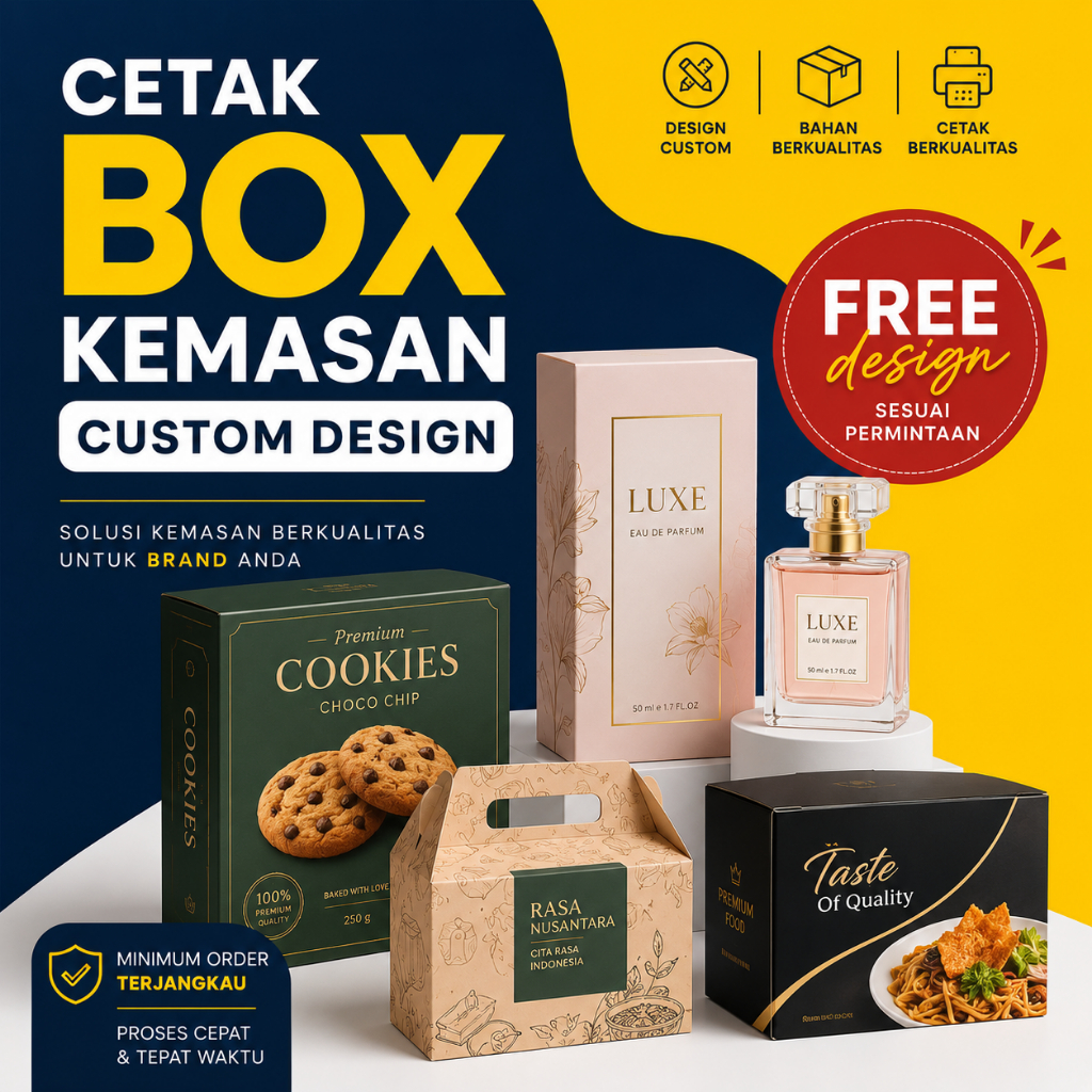 Cetak Packaging Box Custom Eksklusif | Box Parfum Makanan Kosmetik | Bisa Request Design