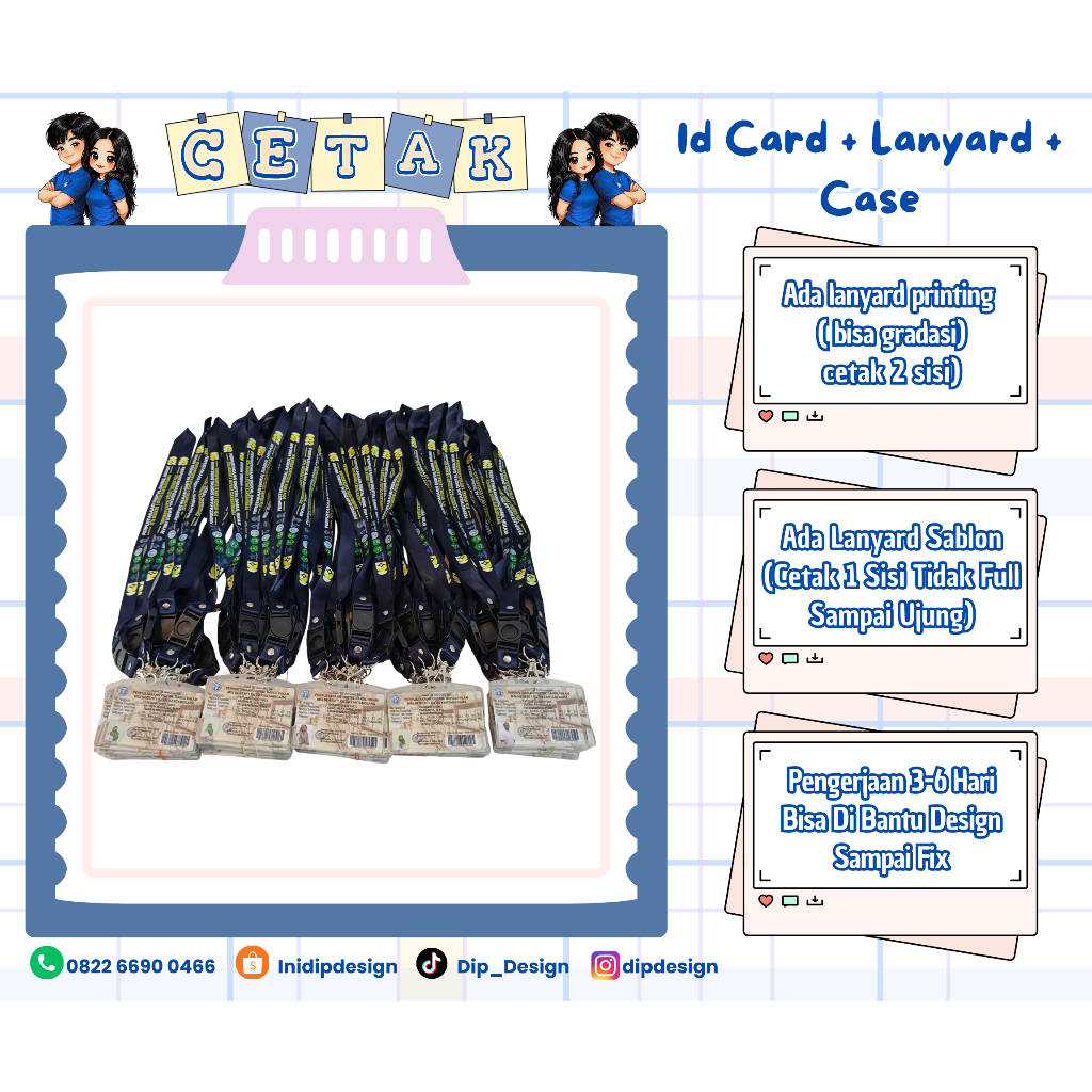 LANYARD ID CARD CUSTOM + KARTU PVC+ FRAME/ FREE CUSTOM DESIGN ya