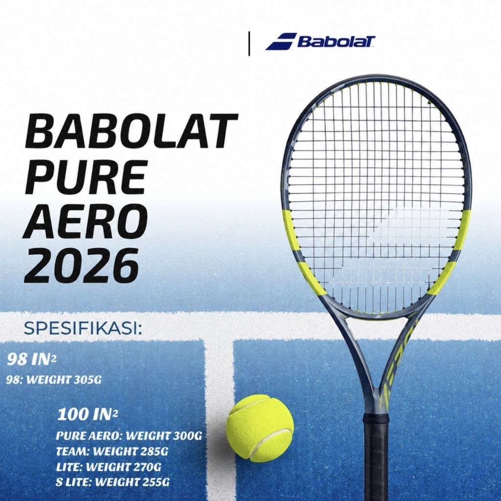 Raket Tenis Babolat Pure Aero 2026 100/300G Original