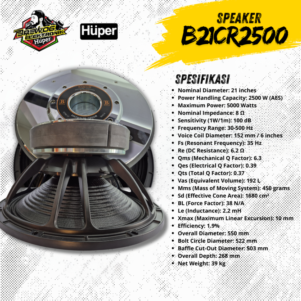 BREWOG HUPER KOMPONEN SPEAKER B21CR2500