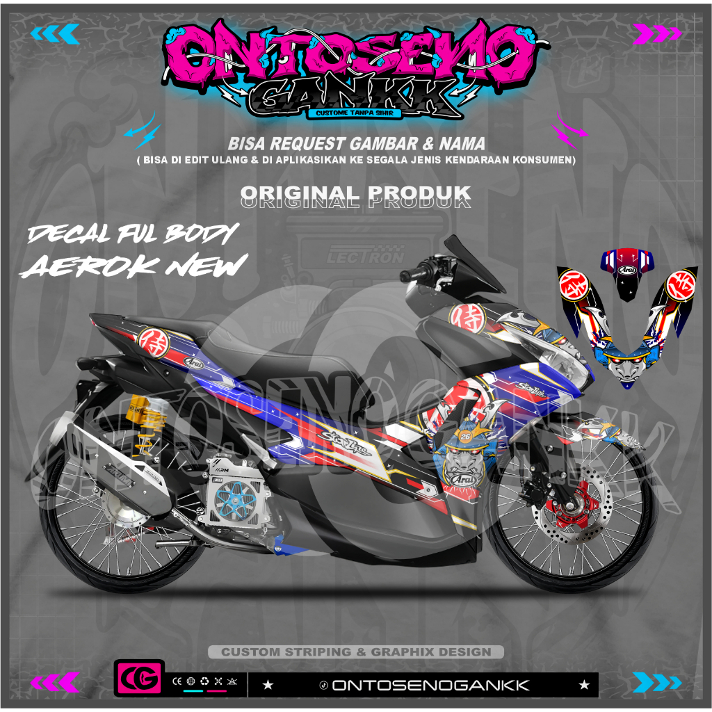 STICKER DECAL FULL BODY HALUS NEW AEROX / AEROX OLD CONNECTED 155 MOTIF ARAI PEDROZA SHOGUN - BAHAN 