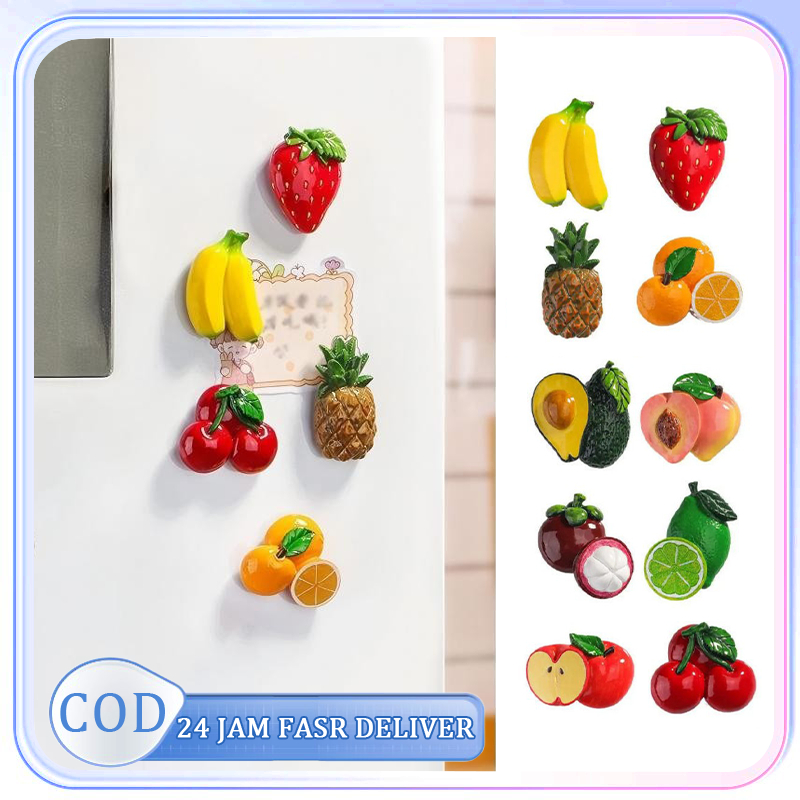 1Set Magnet Kulkas Tempelan Kulkas Magnet Buah-Buahan Magnet Hiasan Kulkas Magnet Lucu Buah