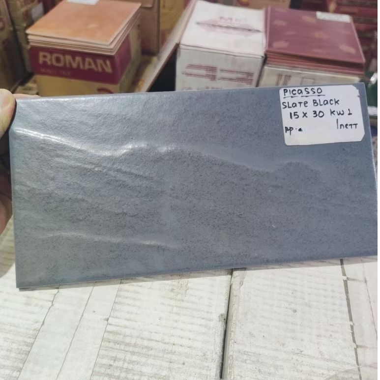 keramik dinding Picasso Slate Black 15x30 kwA /dus (22 lbr)
