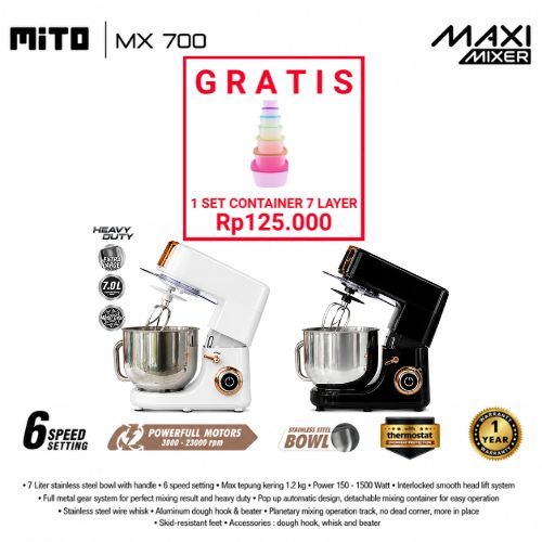 Stand Mixer Mito MX 700 7 Liter Mixer Mito Maxi 700 Mixer Jumbo Mito Pengaduk Adonan Mito Maxi