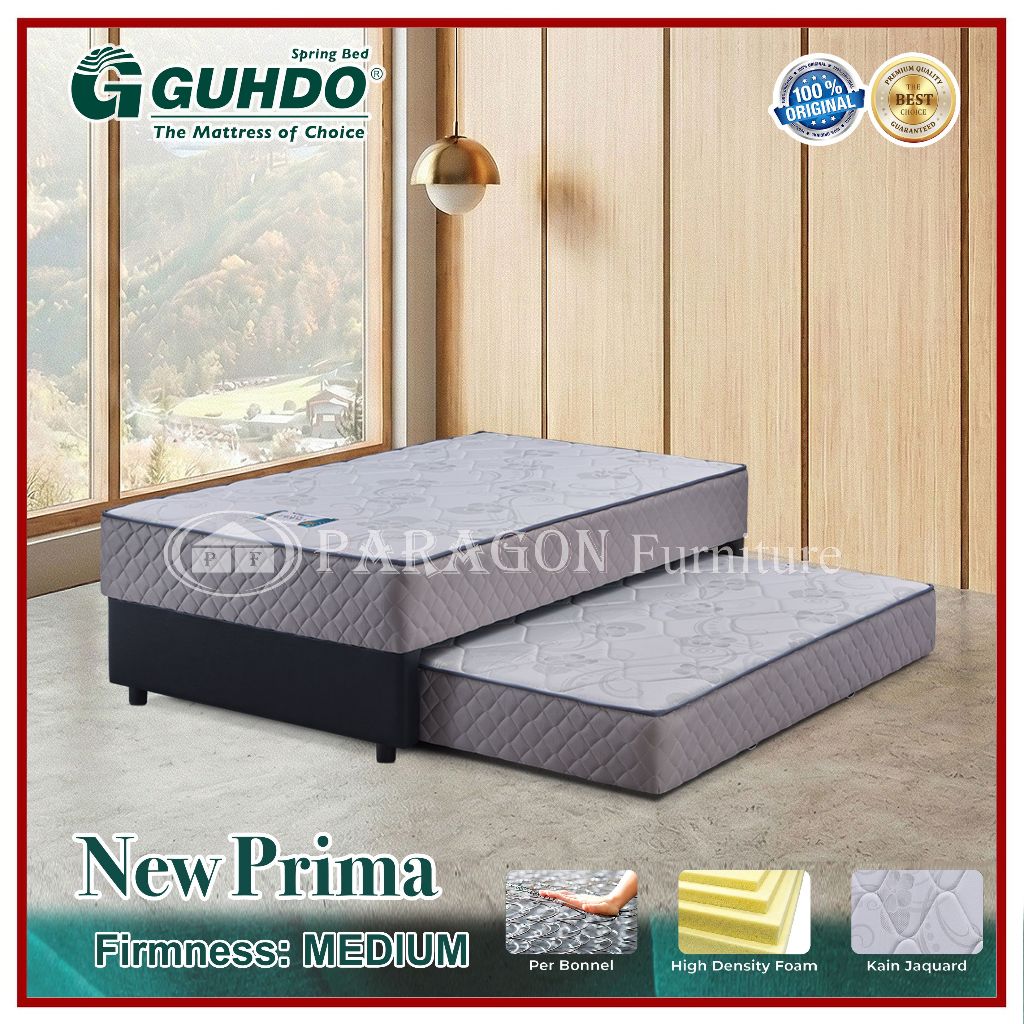 Guhdo Spring bed 2in1 New Prima Spinal Spring, Tanpa Headboard 090 100 120 140 160 180 x 200 - Set