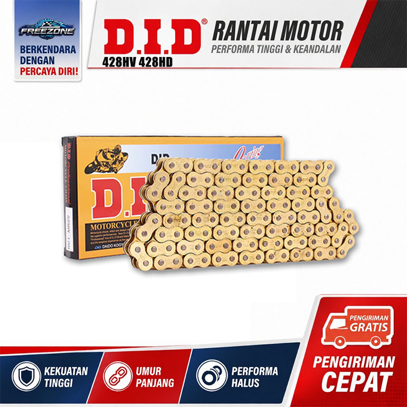 Rantai sepeda motor berkualitas tinggi DID 428HV 428HD Ketebalan rantai sepeda motor, umur panjang k