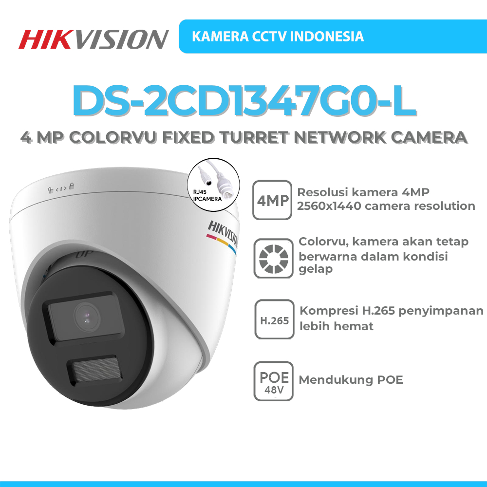 HIKVISION DS-2CD1347G0-L 4MP COLORVU IP67 FIXED TURRET NETWORK CAMERA