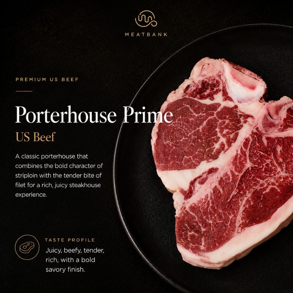 MEATBANK Porterhouse US Prime - Daging Sapi Angus Beef T Bone Wagyu Steak