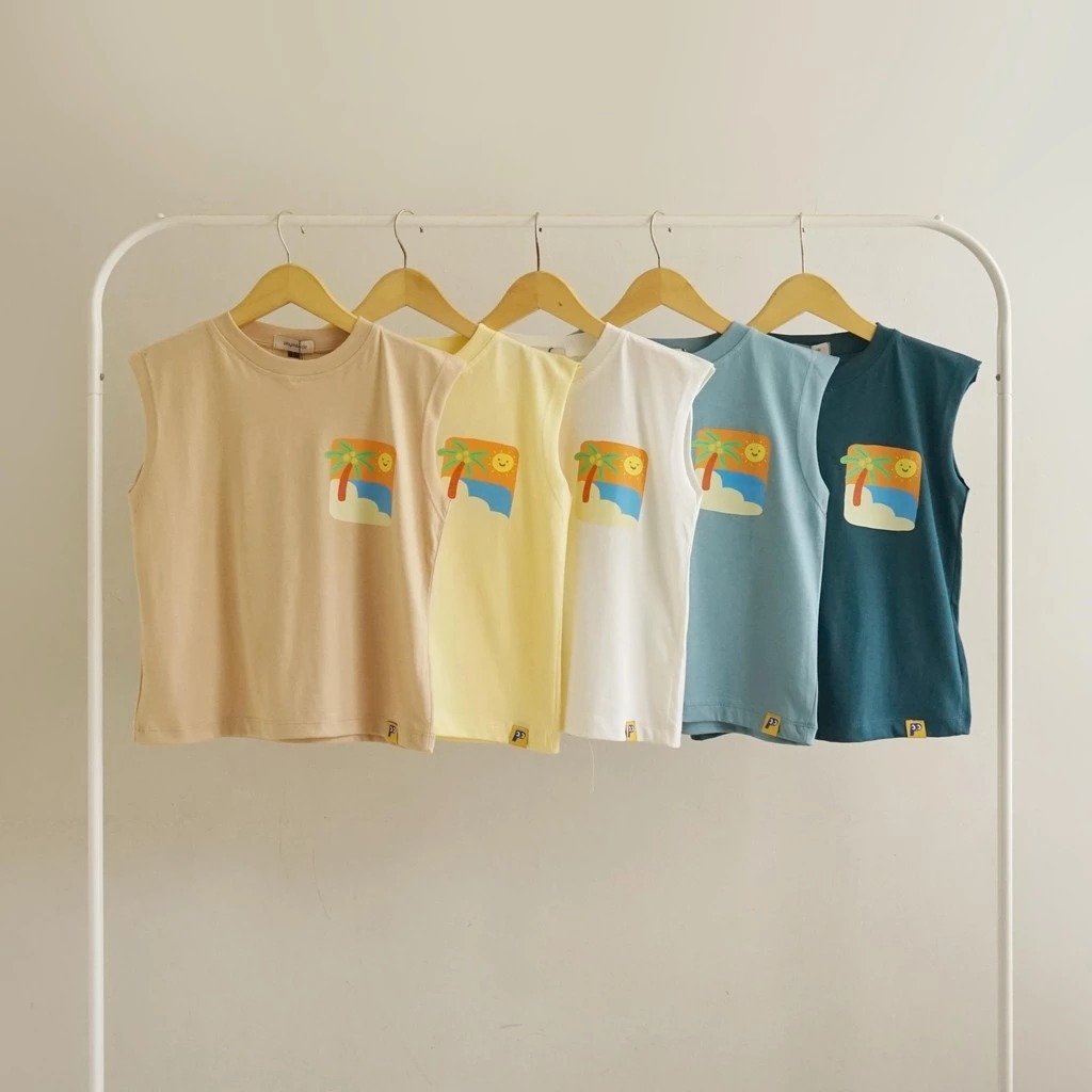 Baju Kaos Singlet Kutung Anak Laki Laki Perempuan Summer Edition 1 Sampai 7 Tahun Coconut Island