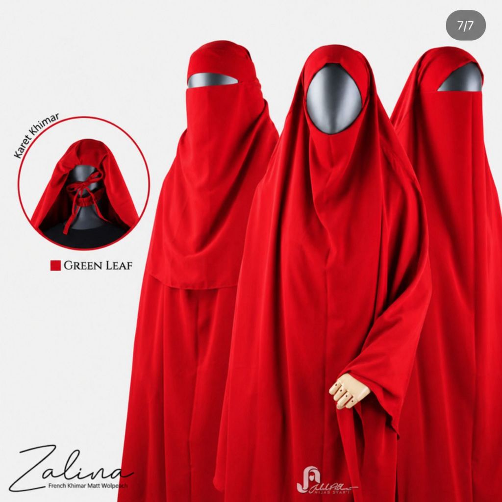 Jubah Akhwat Zalina Hijab Cadar Basic Syari Merah Terang