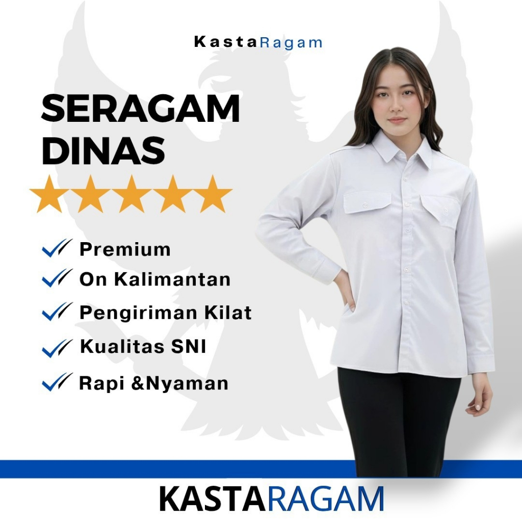 Kastaragam - Baju PDH Wanita Putih Bersih Pakaian Dinas Pns Asn Guru Pemda Warna Putih Drill Premium