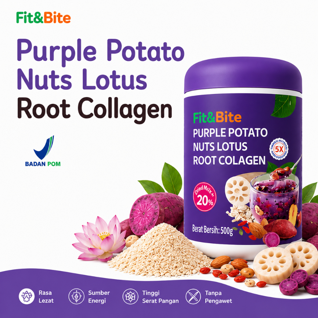 Oufen Lotus Root Powder Purple Potato Nut Ubi Ungu Bubur Akar Teratai OU FEN 500Gr Halal BPOM