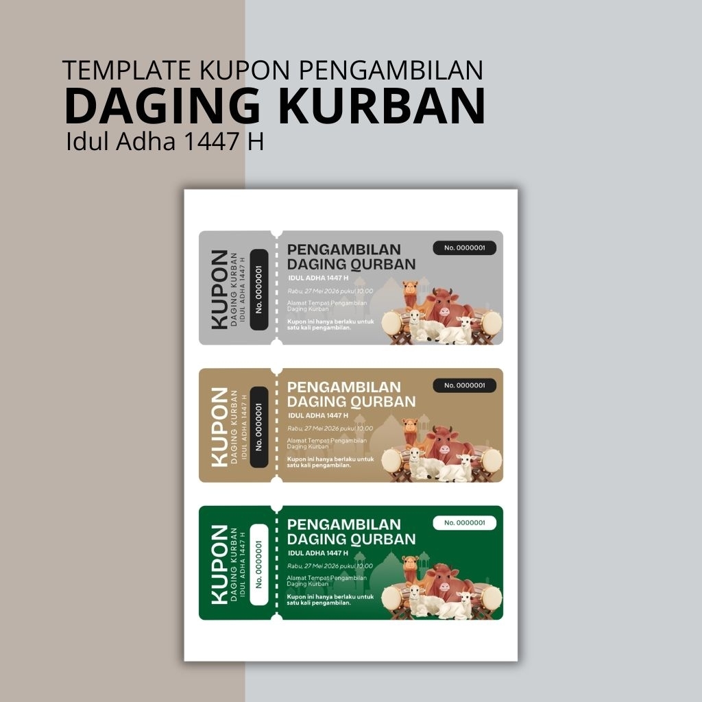 Template Desain Kupon Pengambilan Daging Kurban Idul Adha