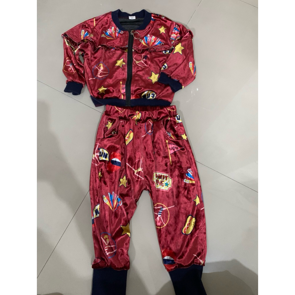 setelan anak bludru velvet pl