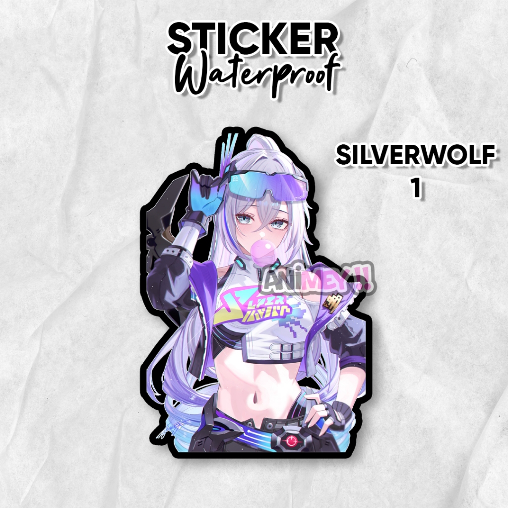 Stiker Silverwolf LV.999 Game Honkai Star Rail / Sticker Anime Waterproof