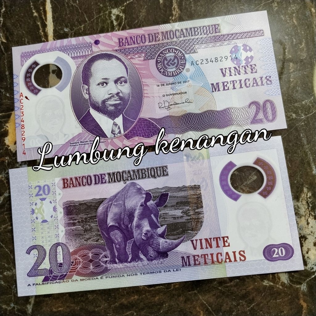 uang asing Mozambik 20 meticais polymer unc