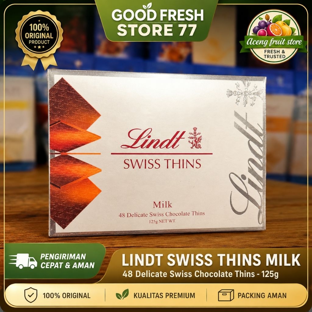 lindt Swiss thins milk Swiss cokelat thins 125 gram