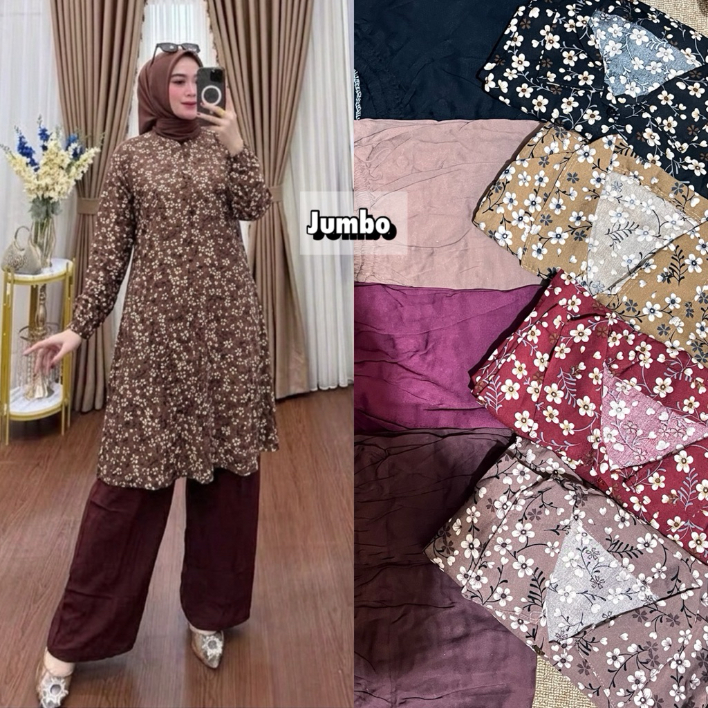 Sch_ Oneset Jumbo premium Setelan Tunik jumbo Rayon Twill
