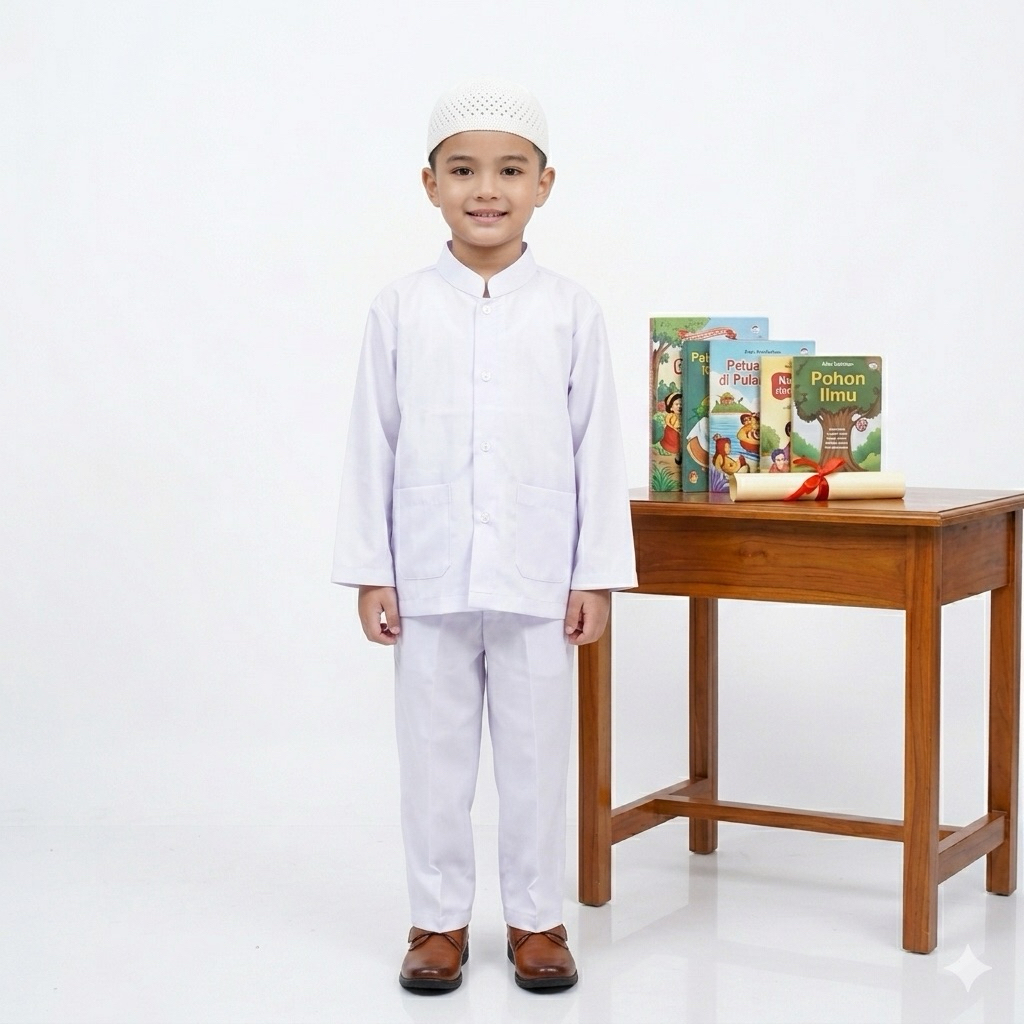 baju muslim putih tk