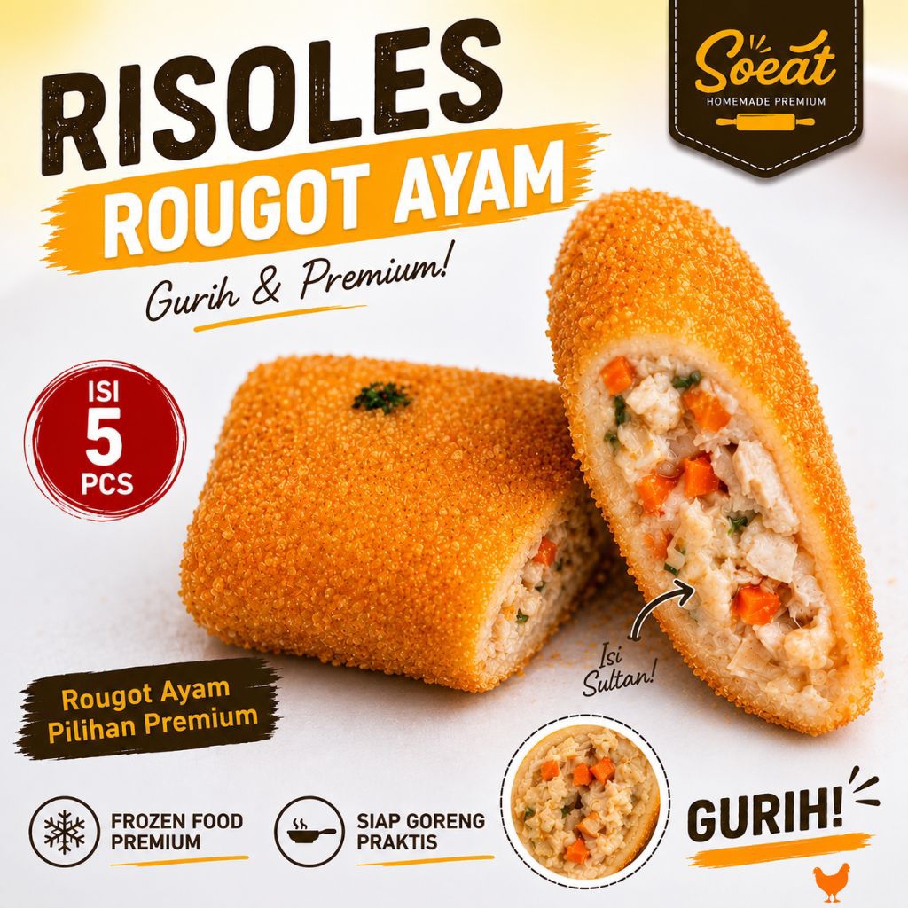 Risoles Frozen Bandung Rogut Ayam | SoEAT | Crispy Lumer Snack Kekinian Isi 5