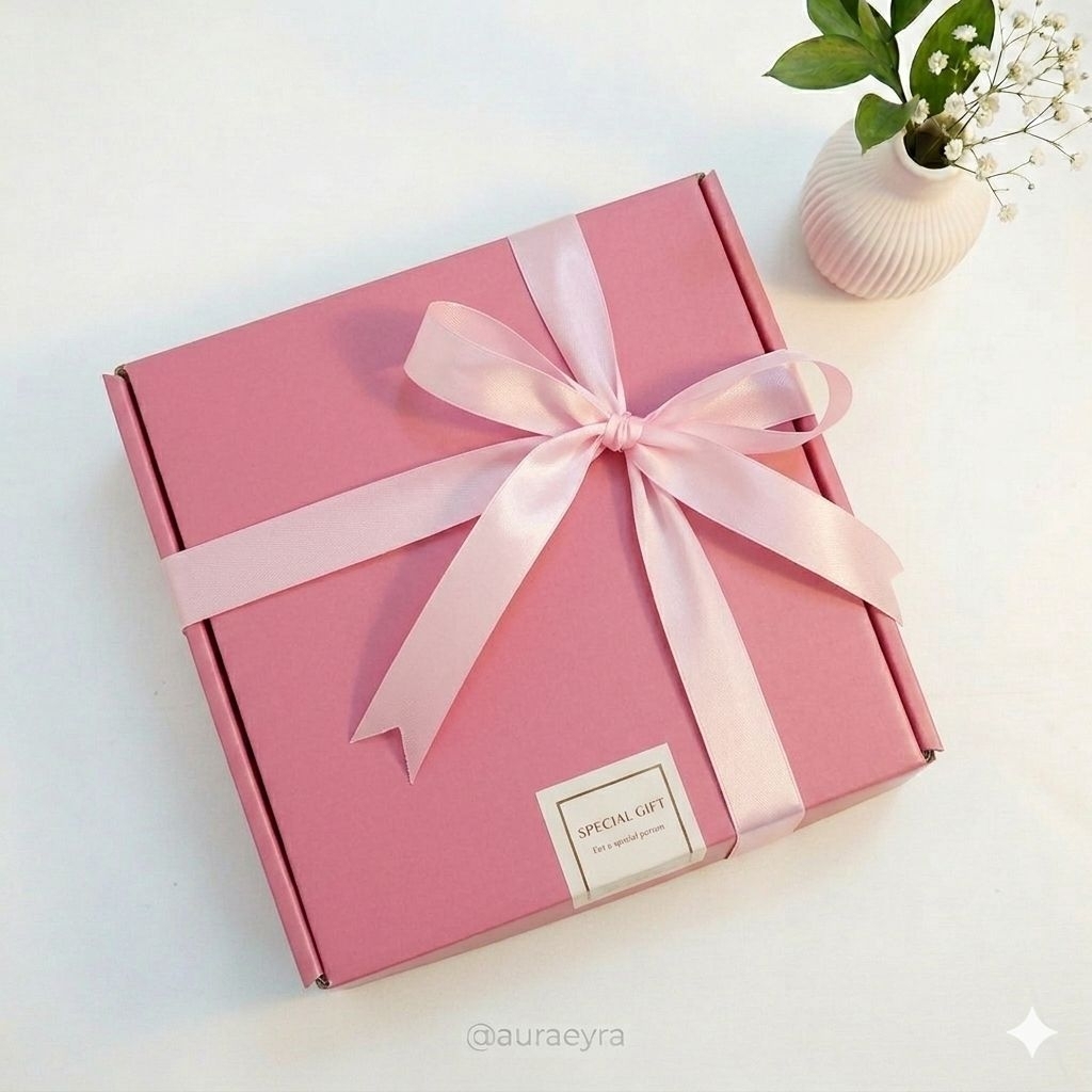 Box Hampers Pink Set Gift Box Aesthetic Kotak Kado Ulang Tahun Kardus Hampers Pita Satin