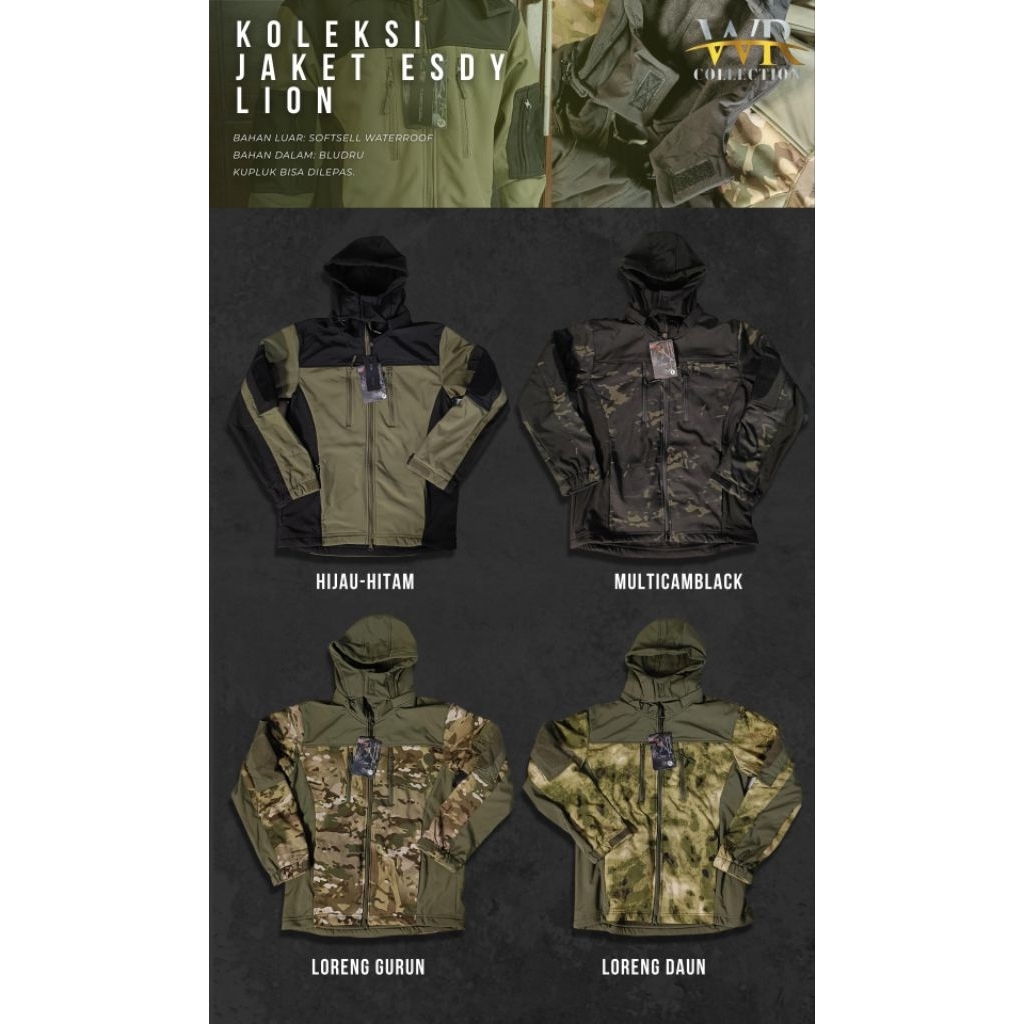 JAKET TACTICAL ESDY LION/ JAKET WATERPROOF / JAKET GUNUNG / JAKET TACTICAL WATERPROOF PREMIUM