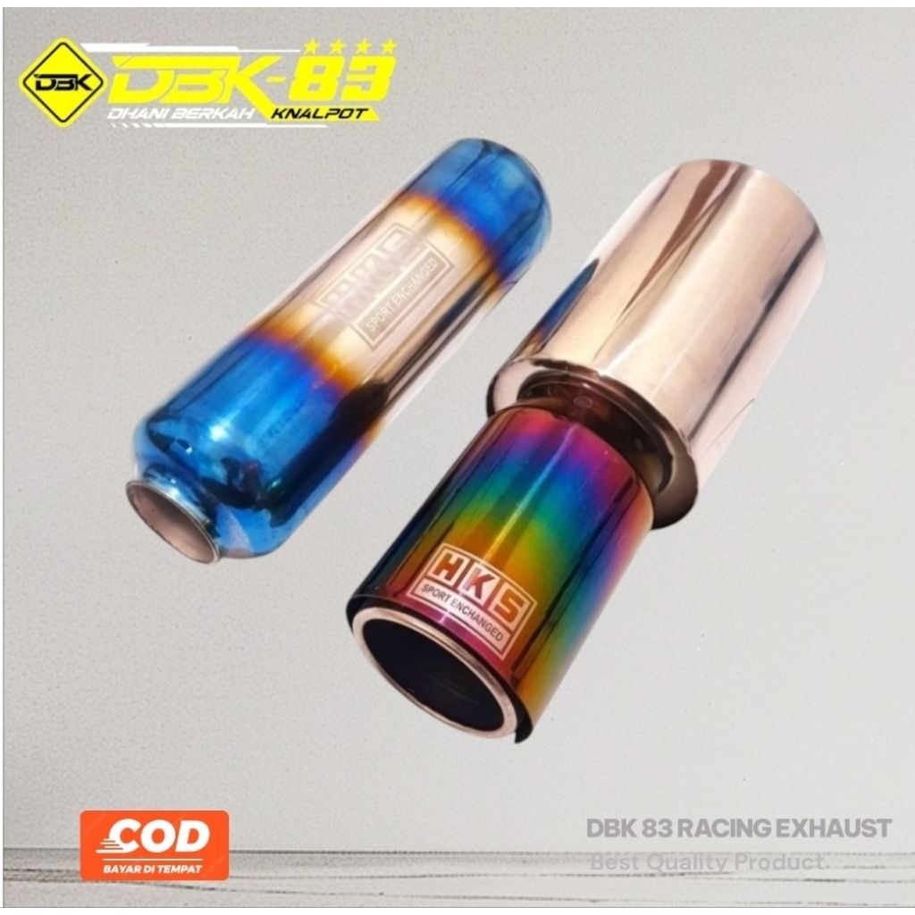 Knalpot HKS Racing  Stainless + Resonator Suara Bass Bulat