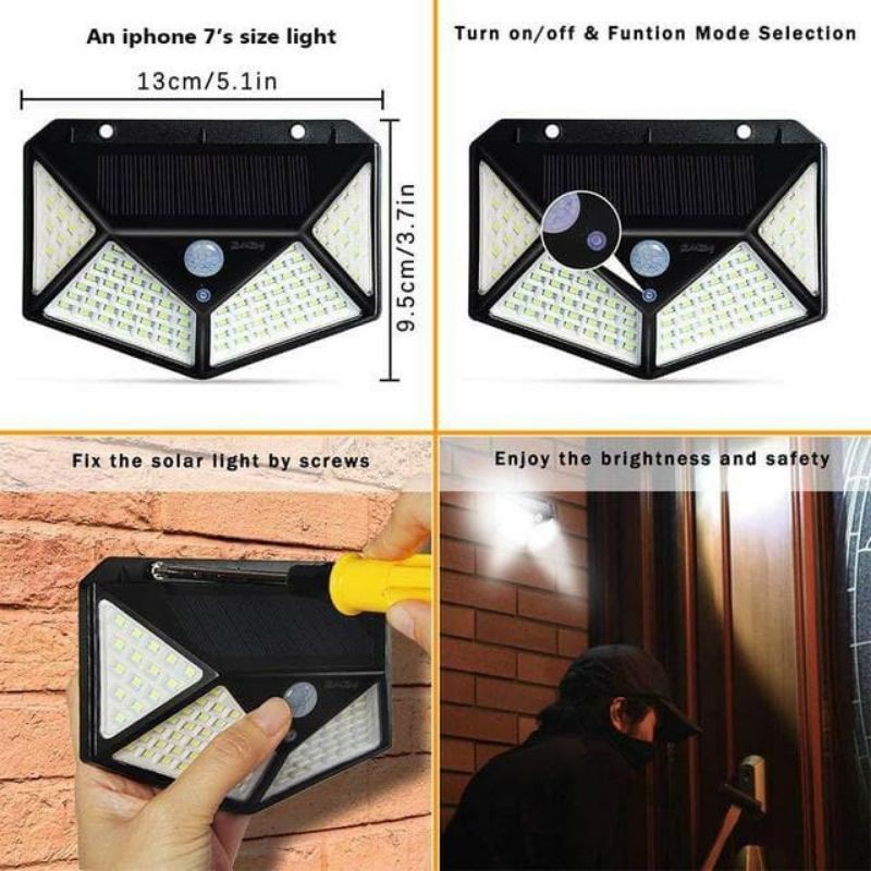 Lampu Solar 100 LED Lampu Solar Waterproof Lampu Solar Outdoor Lampu Solar Motion Sensor Light 100 L