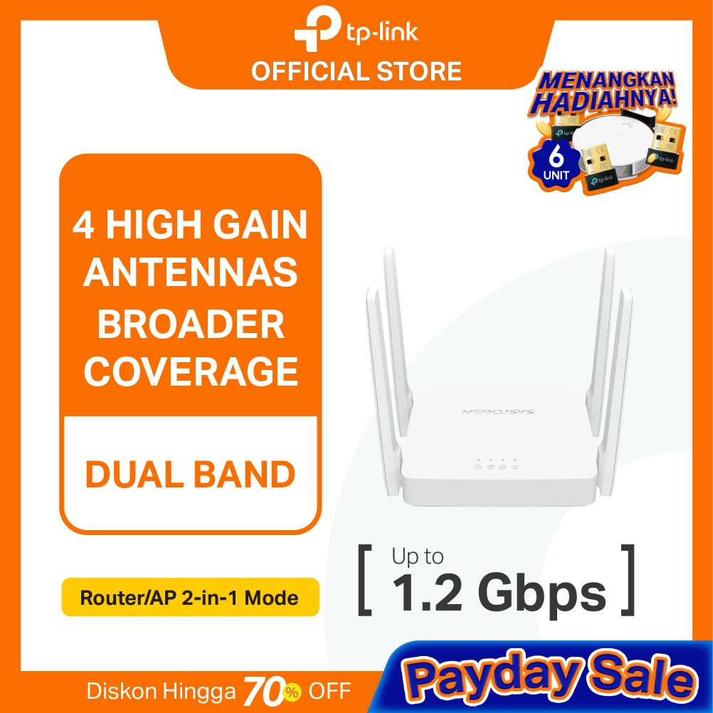 TP-Link | Mercusys AC10 | AC1200 WiFi 5 Router | Dual Band |  High Gain Antena | Multi Mode | IPTV