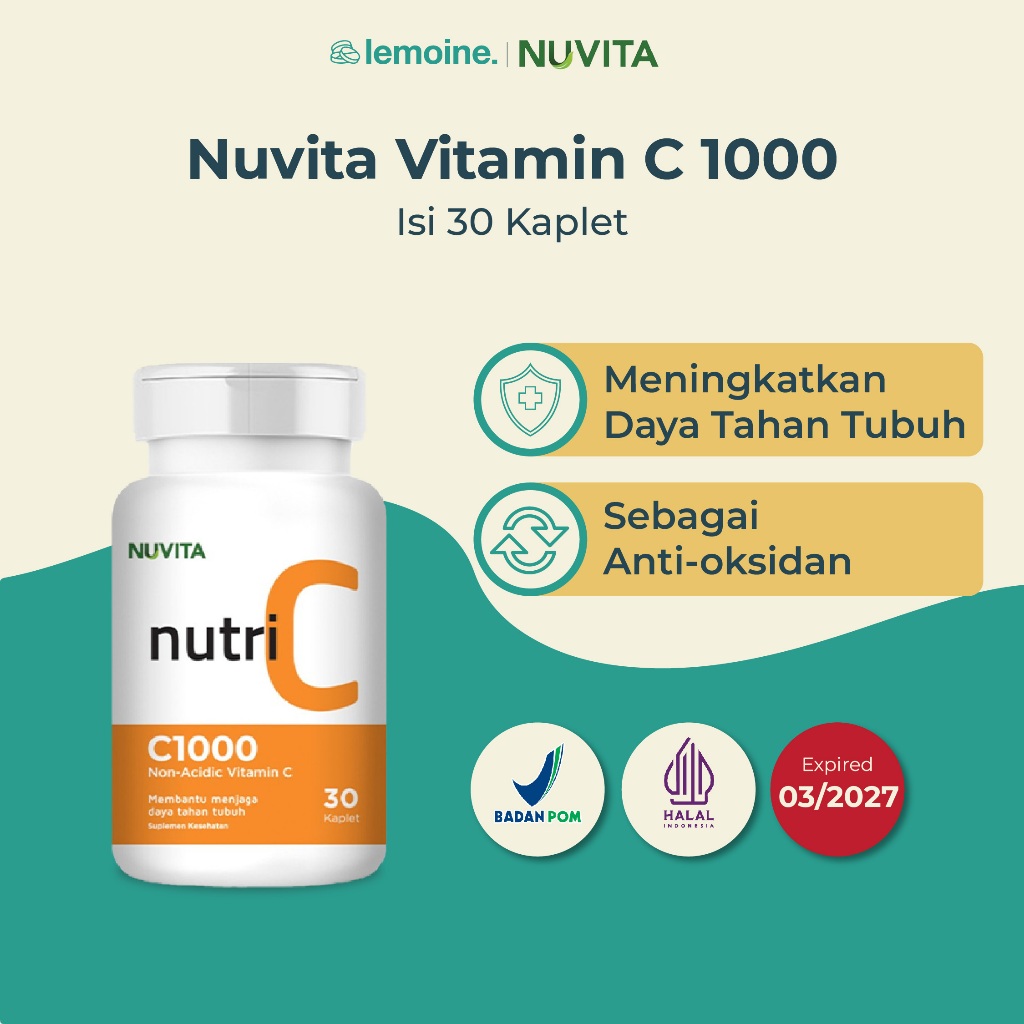 Nuvita Nutri C 1000 mg Vitamin C Aman di Lambung 30 kaplet