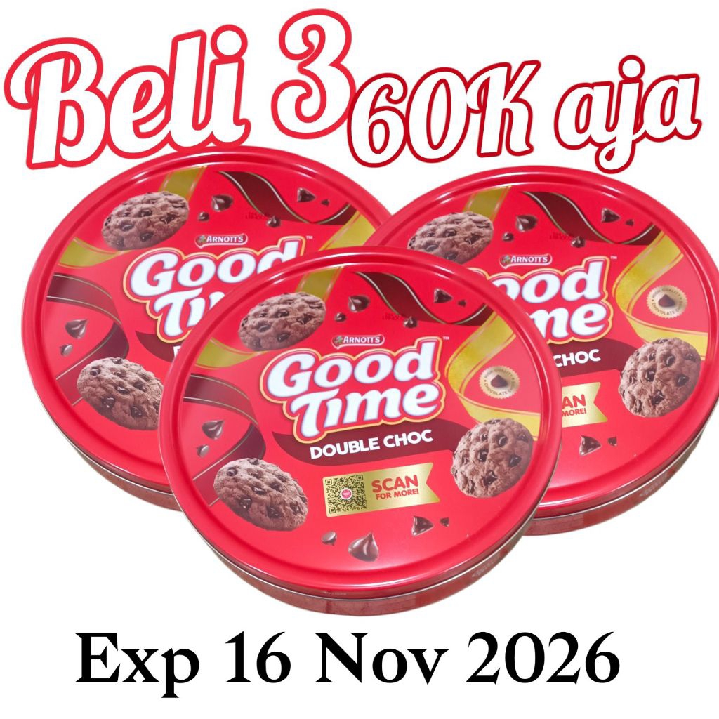 Good Time Double Choco Kaleng Besar 223,5 gr X 3 Kaleng (PROMO) EXP 16 NOV 2026