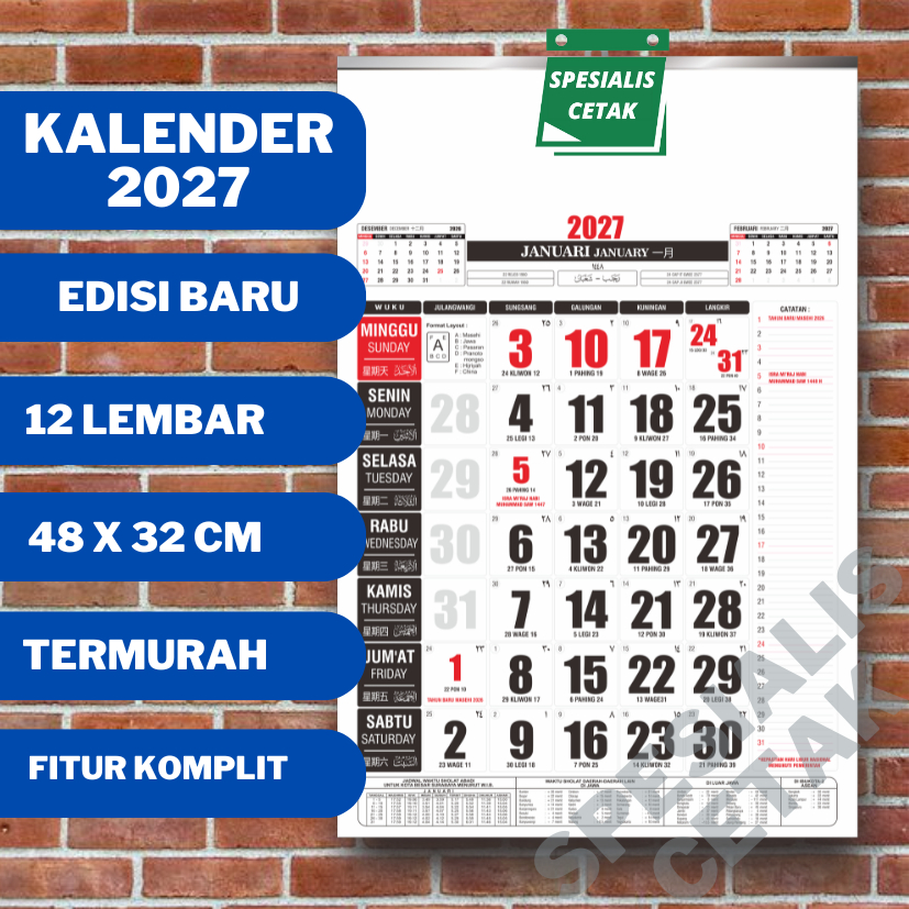 OBRAL KALENDER DINDING 2027 KALENDER MEJA 2027 BEST SELLER
