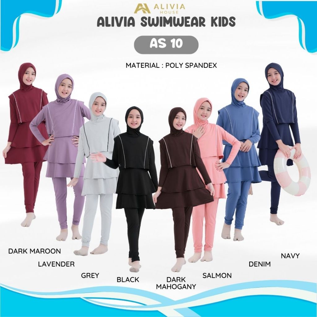 Alivia House - Alivia Swimwear Anak Remaja AS10 - Baju Renang Anak Remaja Perempuan Muslimah AS10