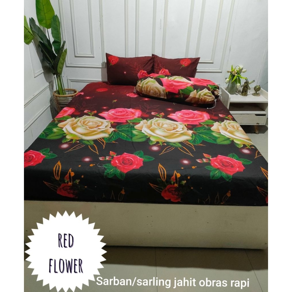 Sprei red flower(bunga mawar merah)
