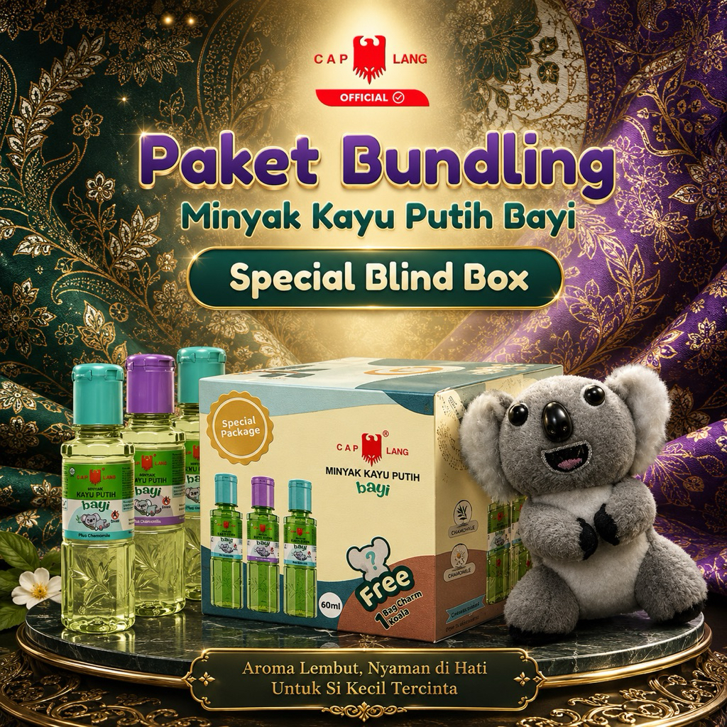 3 Botol Minyak Kayu Putih Bayi Cap Lang 60ml free boneka koala