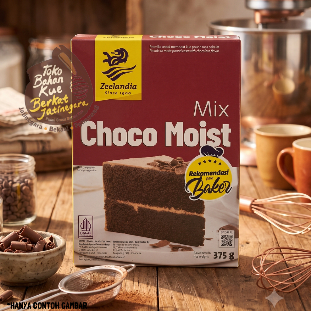 TEPUNG PREMIX ZEELANDIA CHOCO MOIST MIX KEMSAN 375 GR