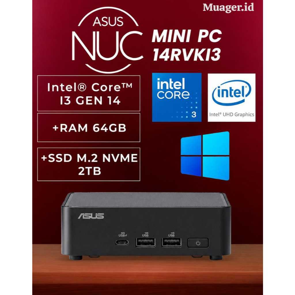 MINI PC INTEL NUC / ASUS NUC i3 GEN 14 ULTRA 3 FULLSET WIN11 +RAM +SSD |ASUS NUC14RVKI3
