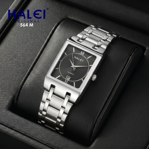 HALEI 564 M - Jam Tangan Branded Pria Rantai Stainless Mesin Seiko Anti Air Garansi Original
