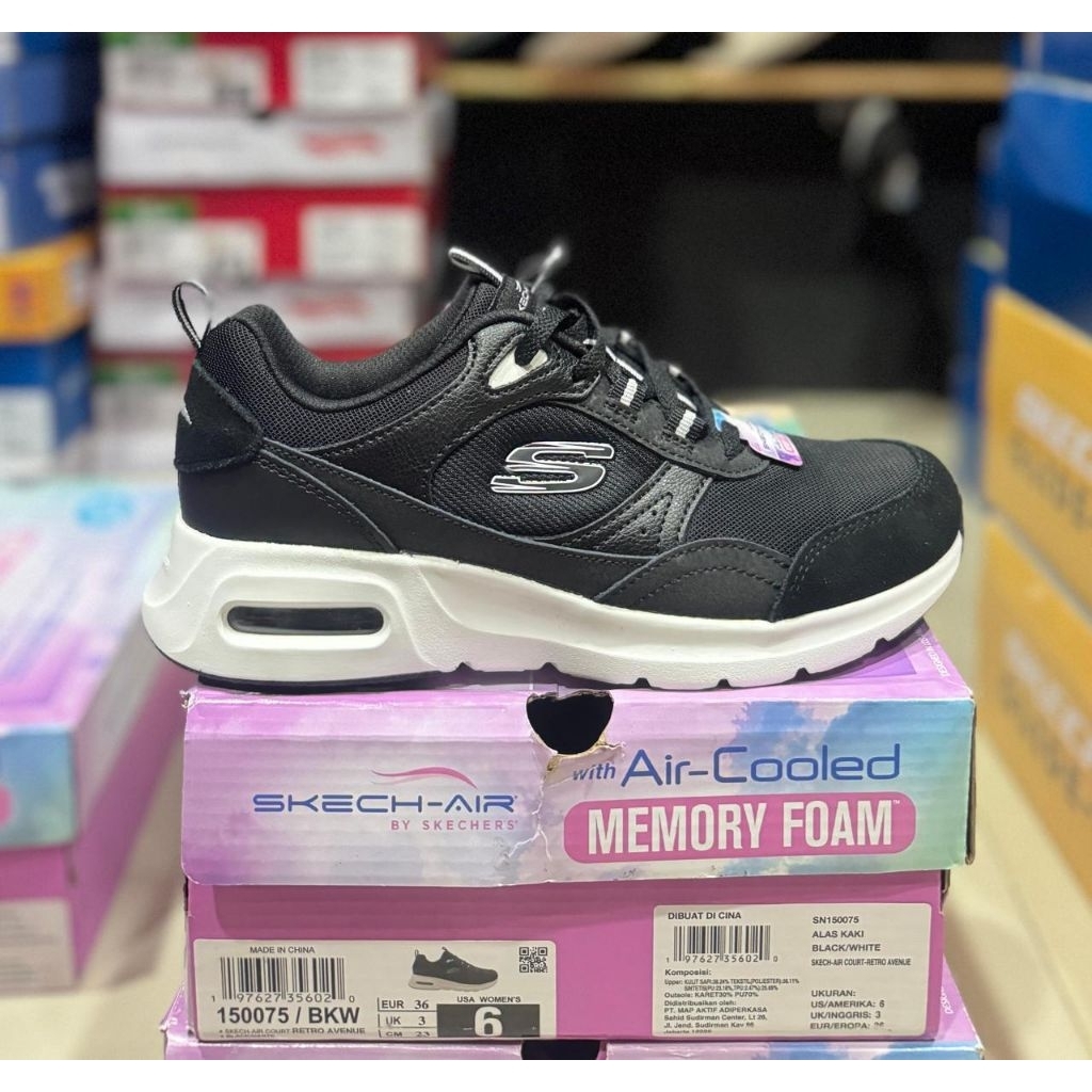 SKECHERS AIR COURT - RETRO AVENUE Artikel 150075 BKW WANITA