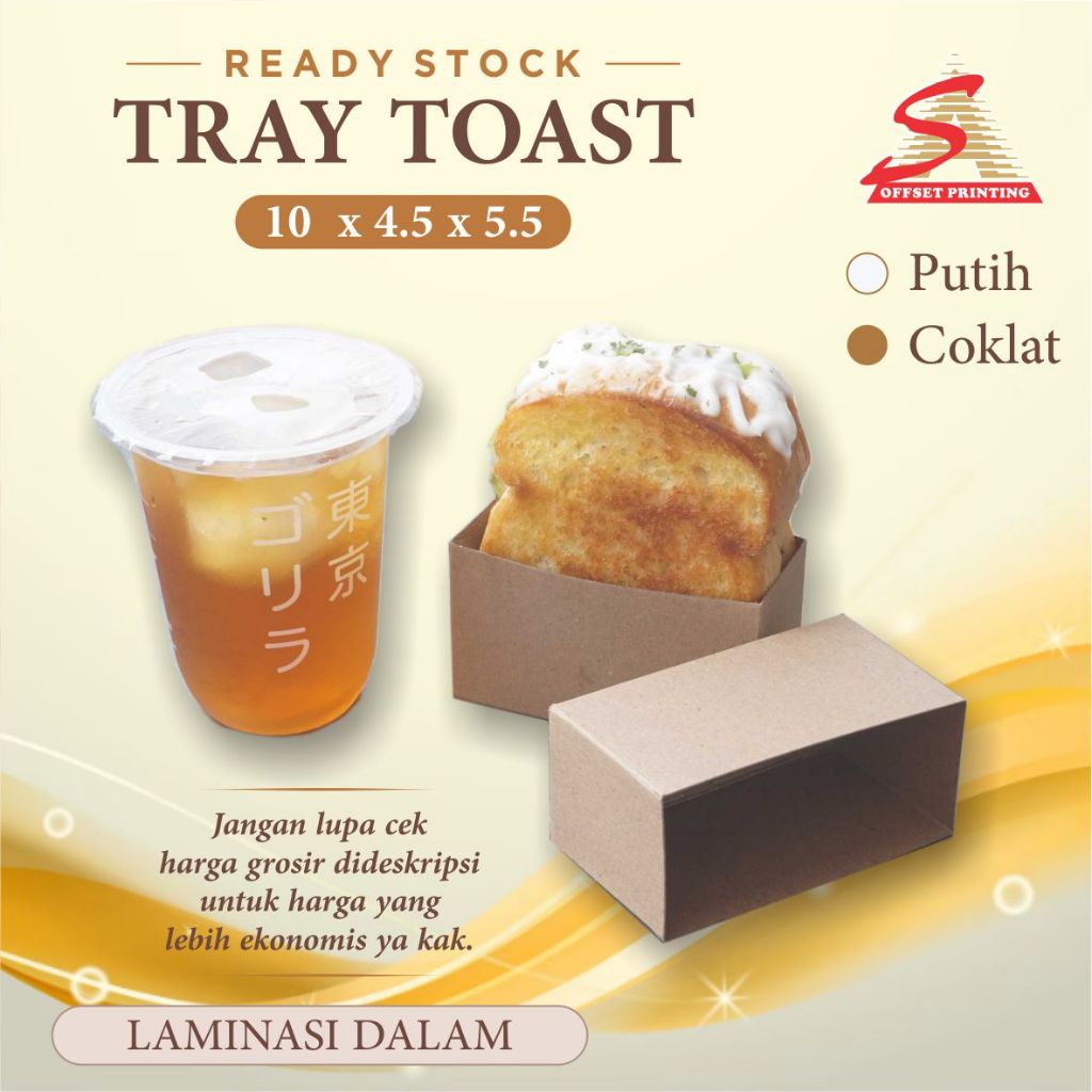 10x4.5x5.5 Box Tray Toast Kraft Laminasi