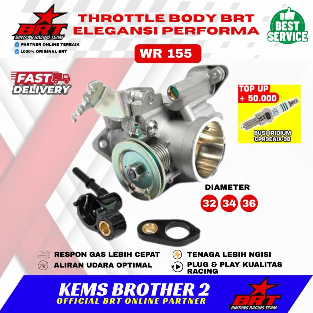 TB BRT THROTTLE BODY YAMAHA WR 155 ORIGINAL BRT (TB throttle body, banana rubber, BUSI BRT)