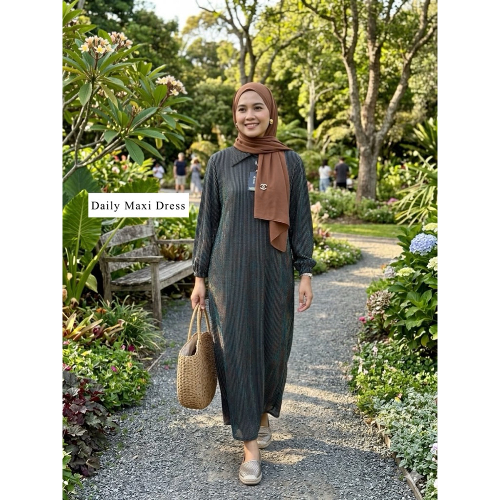 Daily MaxiDress/Gamis hitam/Gamis santai/Basic Gamis/longdress/maxidress murah