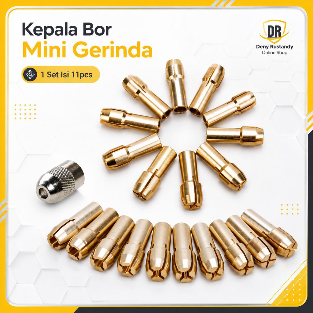 11pcs/set Kepala Bor Mini Gerinda Chuck Collet Mini Grinder Set
