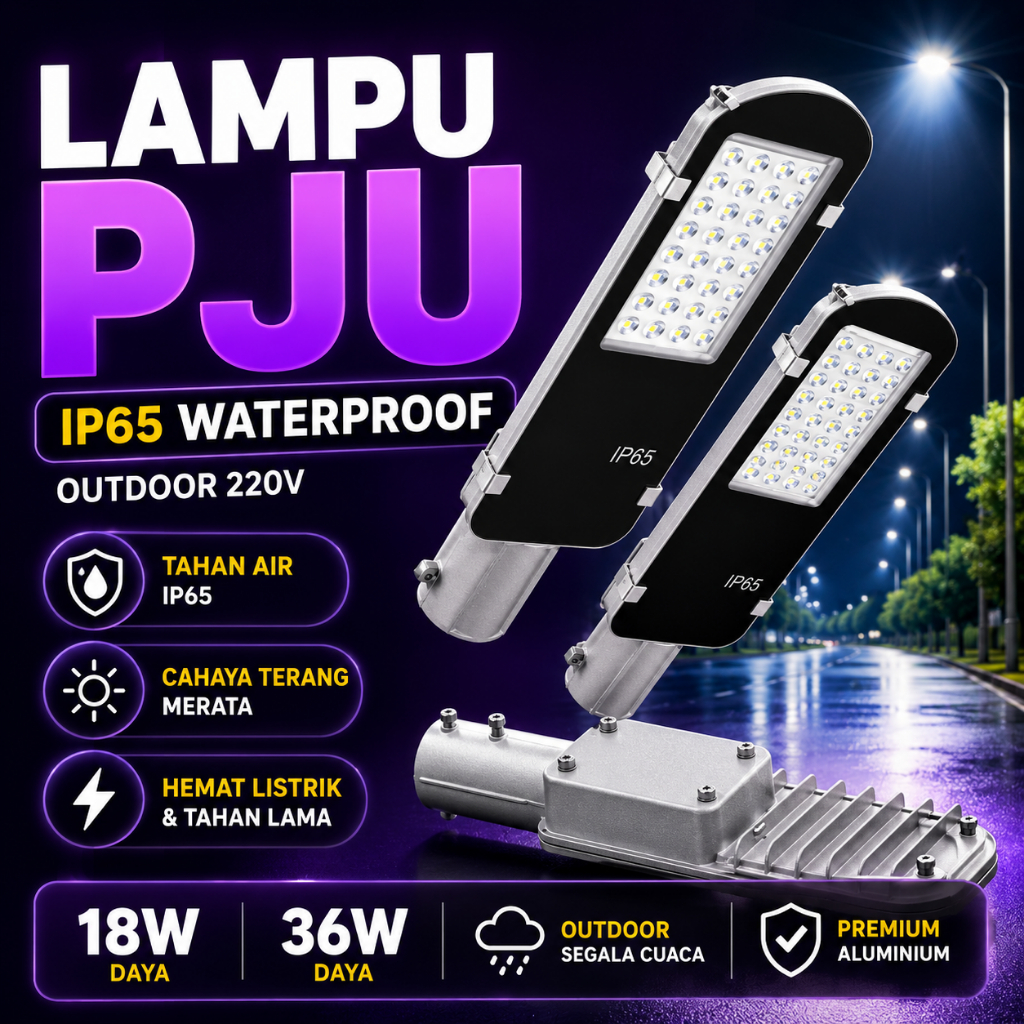 Lampu PJU LED 18W 36W Outdoor IP65 Waterproof Lampu Jalan SNI