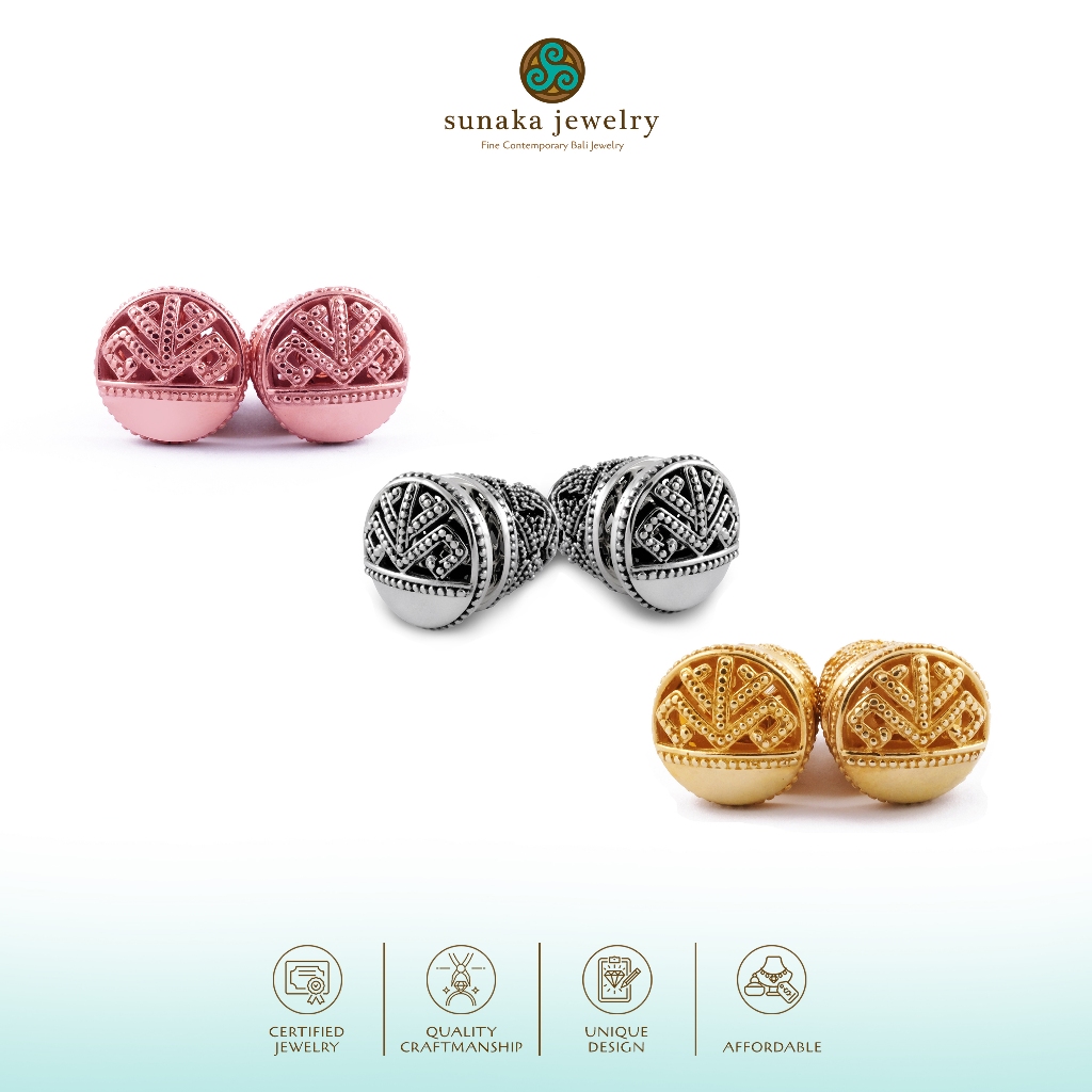 Anting Subeng Medium Wanita Perak 925 Koleksi Songket Bali Sunaka Jewelry