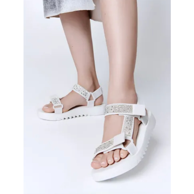 Sandal Tali Platform Wanita Melissa Deluxe Papete Ad White