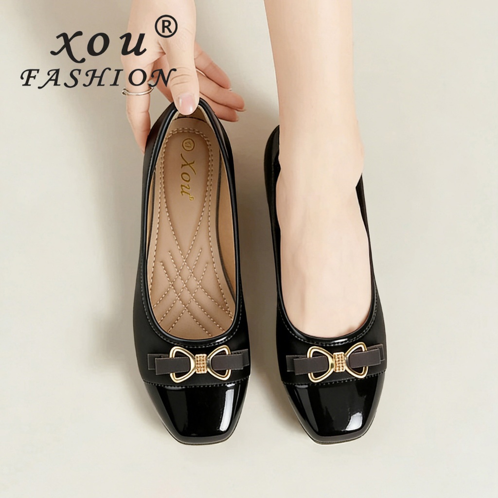 XOU Fashion Flatshoes Wanita Korea Sepatu Flat Balet Elegan dan Nyaman A06