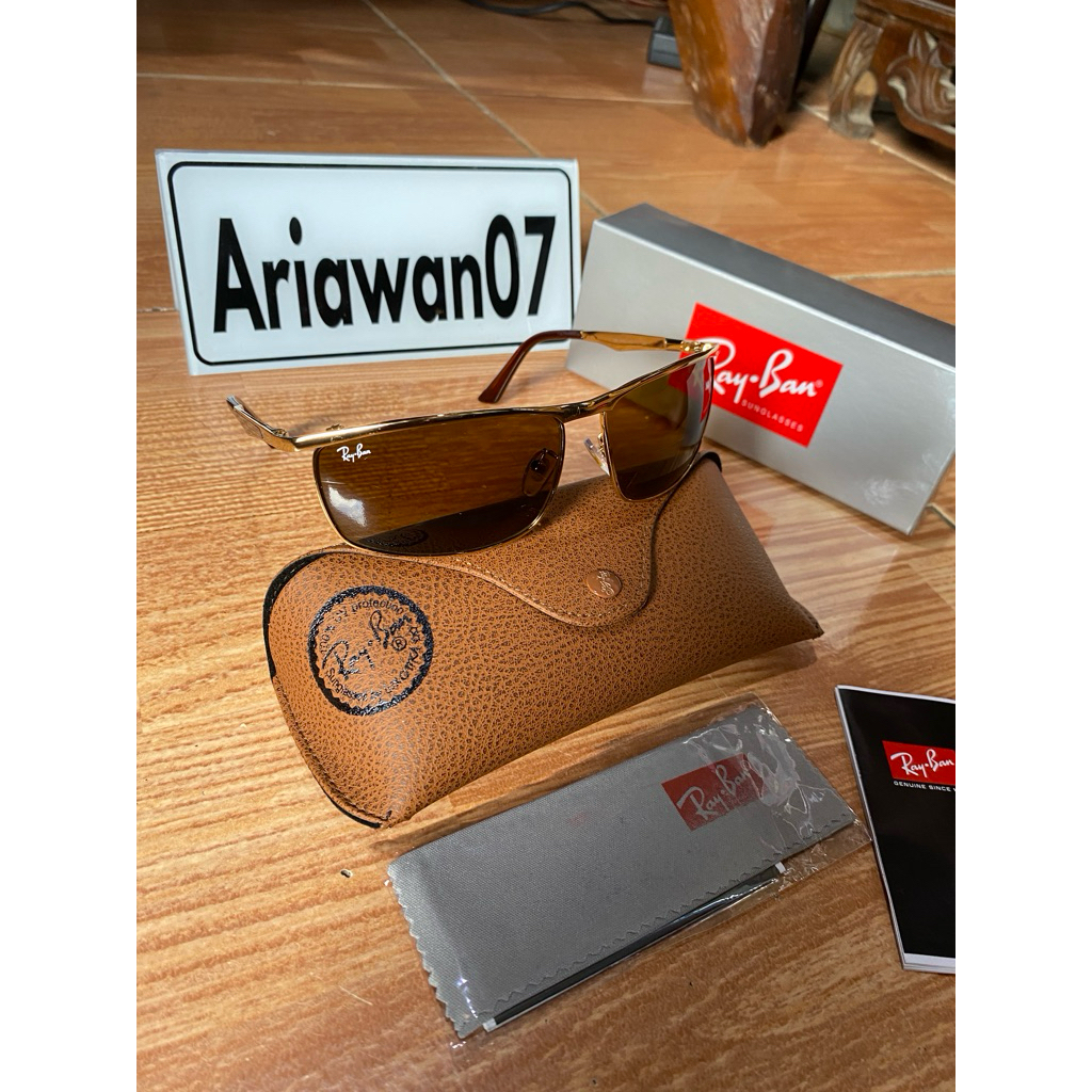 kacamata ray-ban rb 3462 frame rosegold kaca coklat sz 68